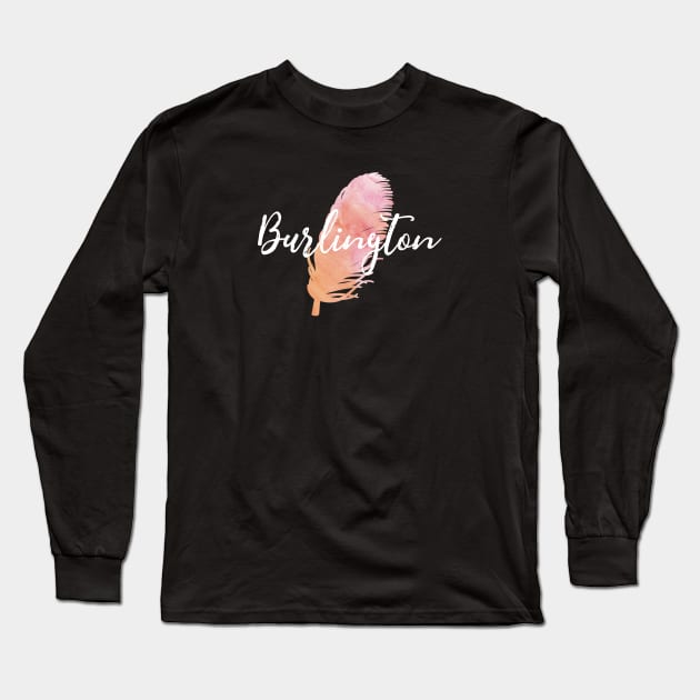 Burlington Watercolor Feather Long Sleeve T-Shirt by jutulen